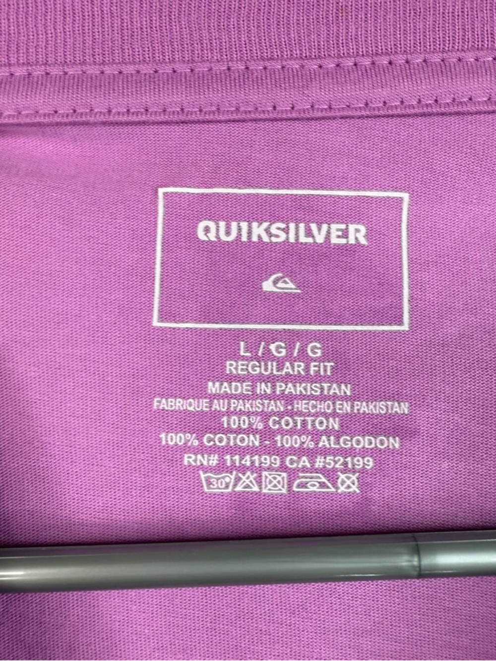 Quiksilver T-shirt purple black logo Short Sleeve Logo Tee - Lavender NEW - Picture 8 of 11